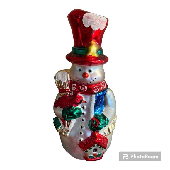 Christopher Radko Snowman Large Blown Glass Standing Centerpiece Tabletop Vtg - Picture 13 of 13